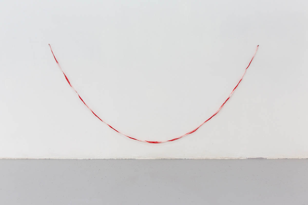 ORESTIS MAVROUDIS, Happy, 2021, Installation, Found safety ribbon, Dimensions variable. Courtesy of the artist & Closing Soon. Photo: Nikos Katsaros