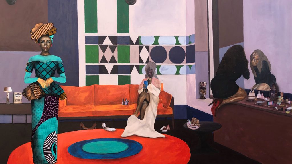 Cinthia Sifa Mulanga, 'Her Element,' 84cm x 118cm, mixed media on stretched canvas. Courtesy of the artist and of ADA contemporary art gallery