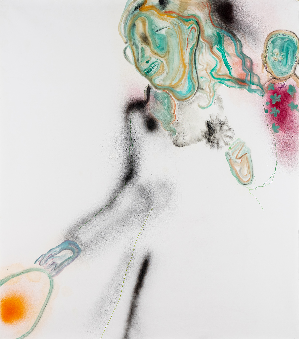 Anna Afonina, Oil on canvas, felt-tip pens, fluorescent marker, 141 x 124 cm