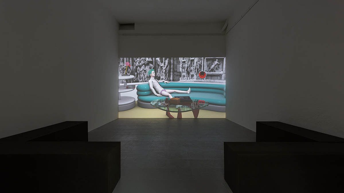 Giulio Scalisi, A house for a gentleman, 2021. A house for a gentleman, 2021, 16:9 video, color, sound, 15 min. Kunsthalle Lissabon, Lisbon. Photo: Bruno Lopes.