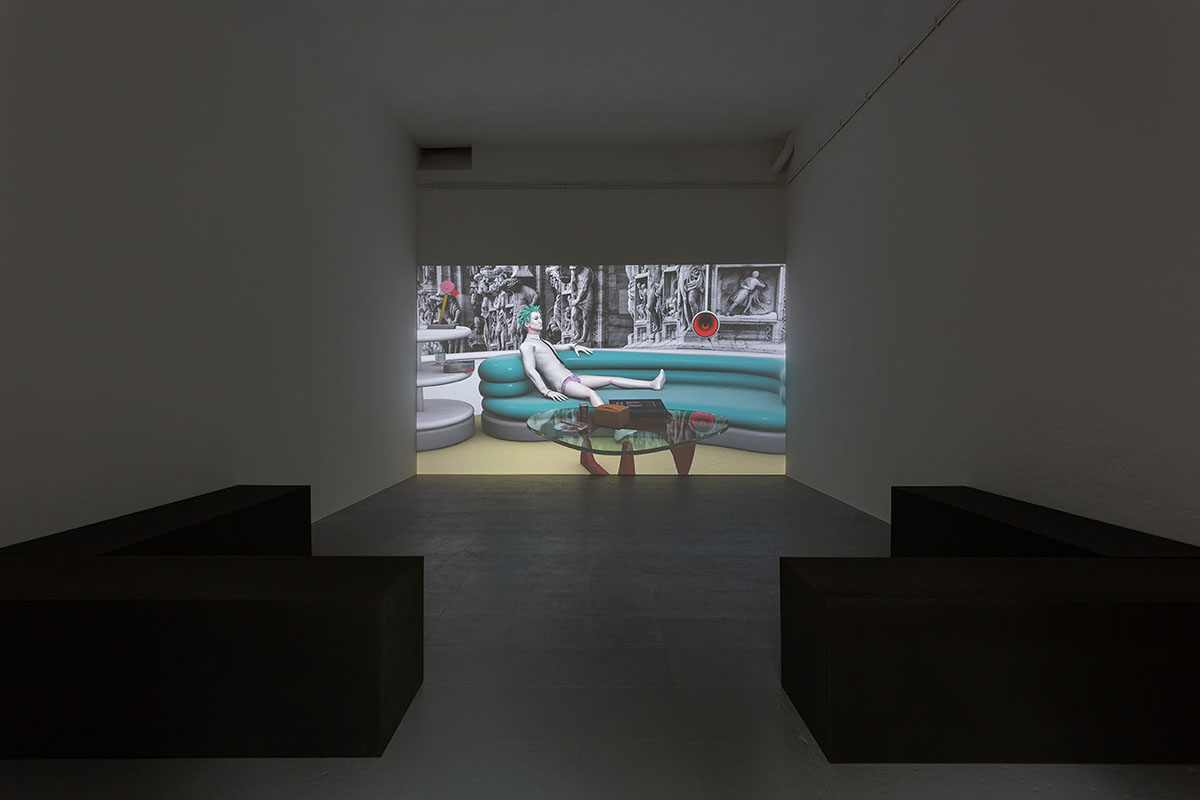 Giulio Scalisi, A house for a gentleman, 2021. A house for a gentleman, 2021, 16:9 video, color, sound, 15 min. Kunsthalle Lissabon, Lisbon. Photo: Bruno Lopes.