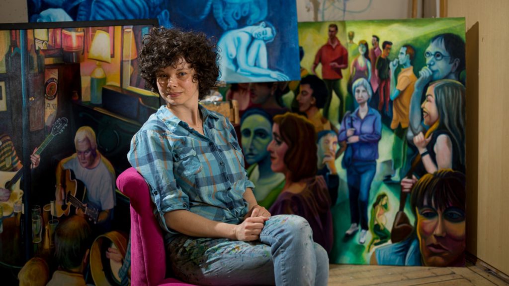 Artist Agata Magdalena Sulikowska in her studio