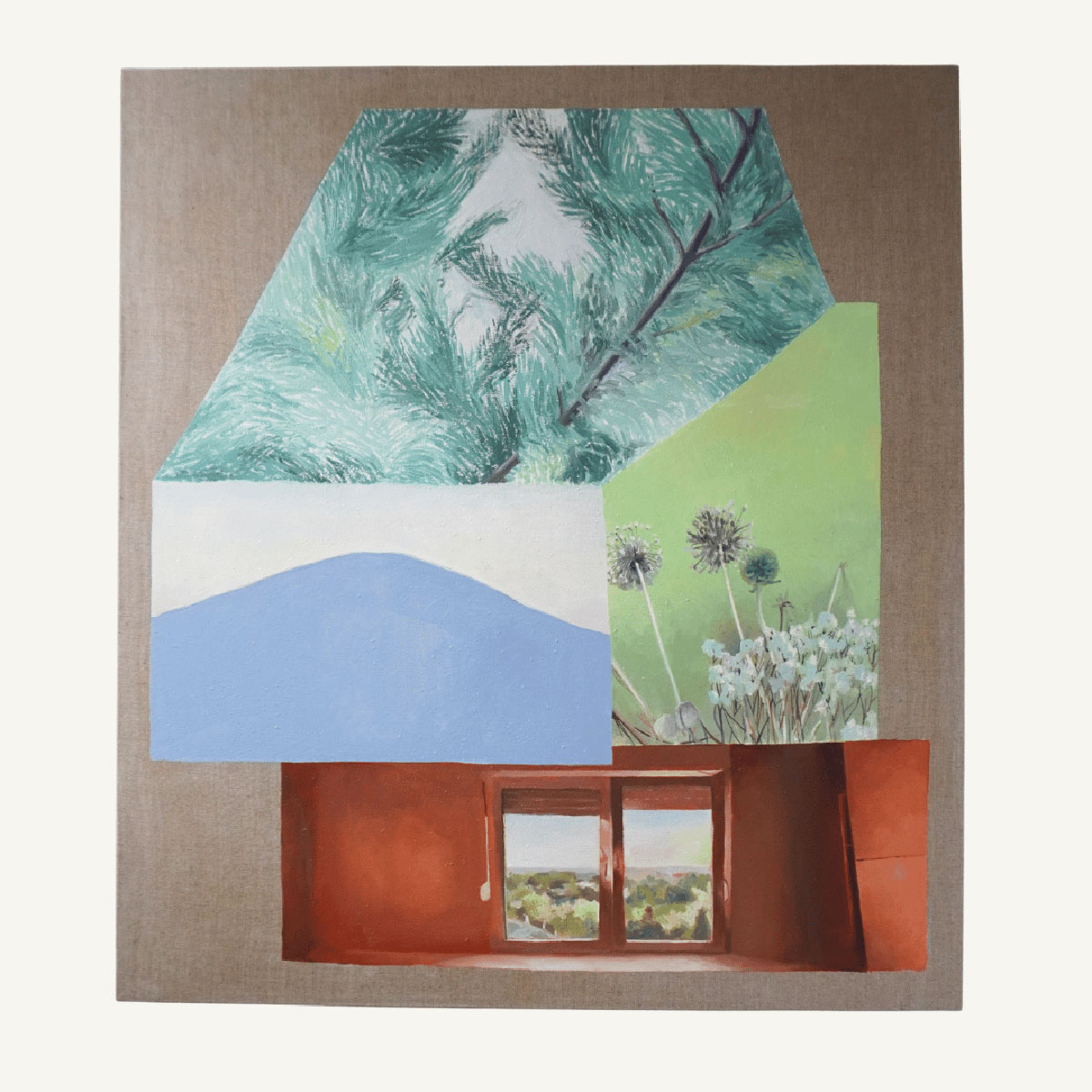 Alba Miocev, House No. I, 2026, oil on linen canvas, 100 × 90 cm. Photo: Kolekcionart