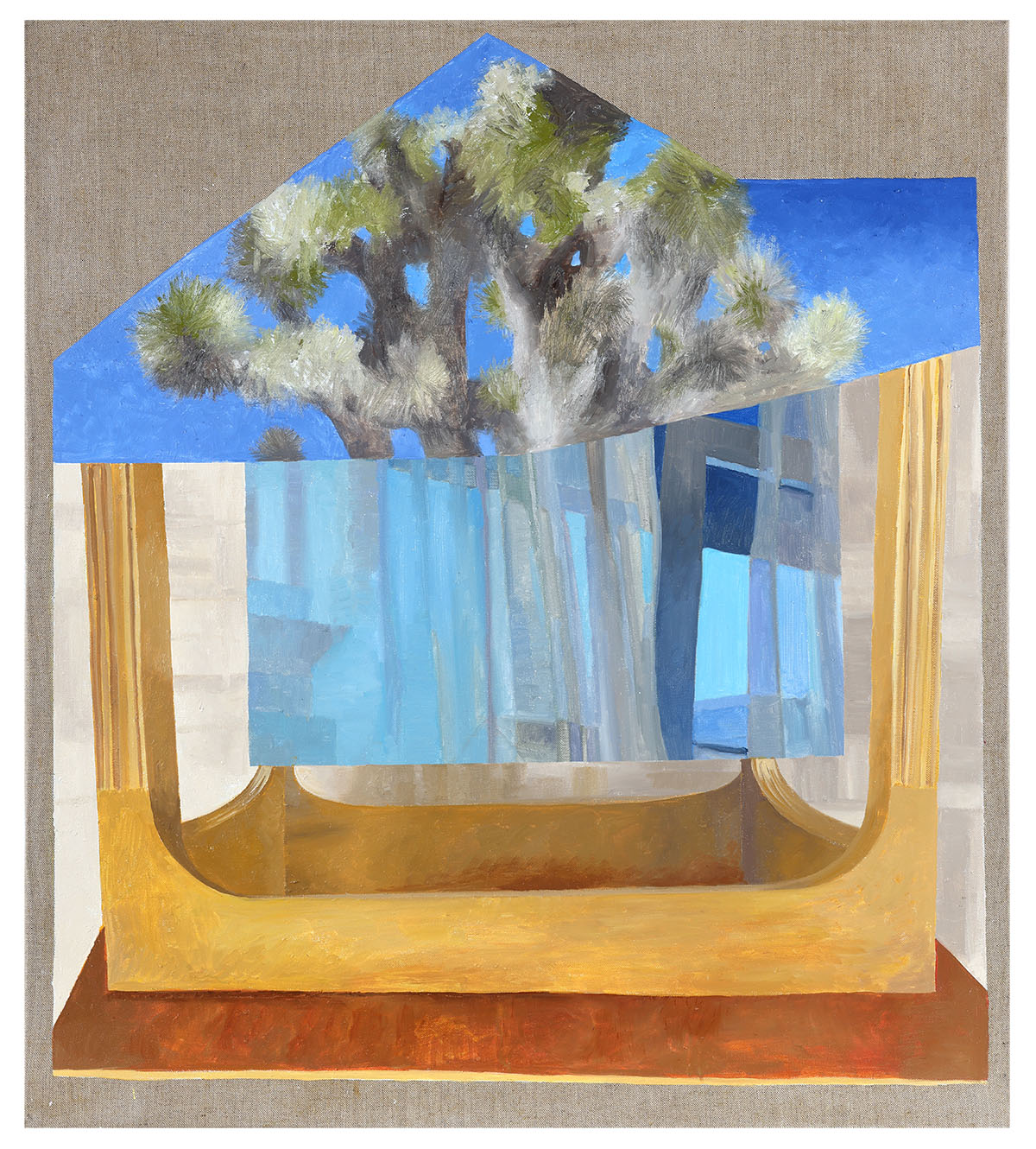 Alba Miocev, House No. IV, 2026, oil on linen canvas, 100 × 90 cm. Photo: Kolekcionart