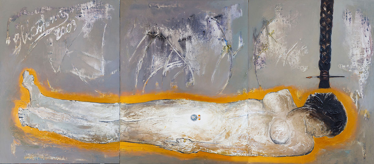 Lumturi Blloshmi, The Medal, 2003, Oil on canvas, 112x259.5cm. Photographer: Albes Fusha, Courtesy of Lumturi Blloshmi Estate