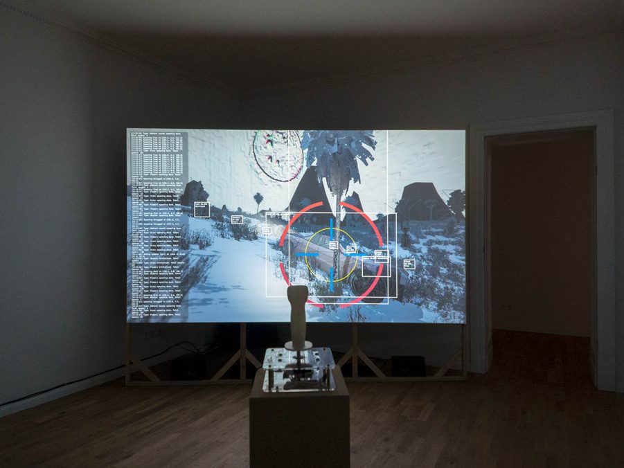 Installation view MONO NO AWARE, 2022, Generative free roaming game  | courtesy of the artists and Stallmann