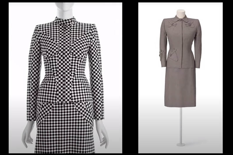 McQueen's Checkerboard Suit from Scanners Autumn/Winter 2003 and Gilbert Adrian worsted wool twill skirt and jacket
