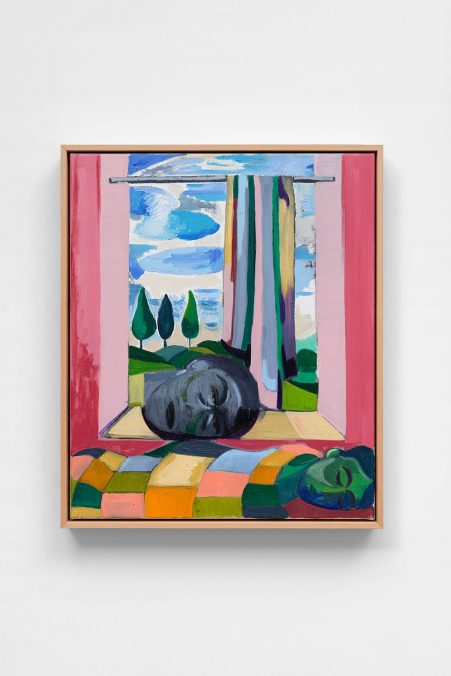 Amber Andrews, The Vision, 2020. Oil on linen, in artist's wooden frame, 63 × 53 × 6 cm (24 3/4 × 20 7/8 × 2 3/8 inches). Photo: Aurélien Mole Courtesy Amber Andrews and Ciaccia Levi, Paris