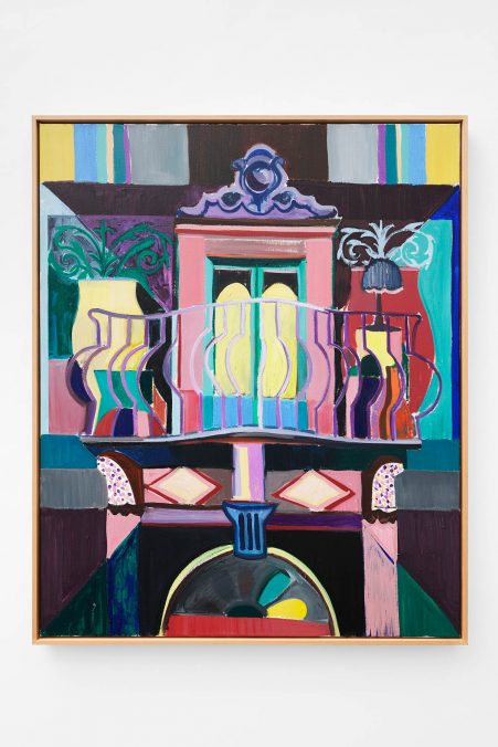 Amber Andrews, Where It All Began, 2020. Oil on linen, in artist's wooden frame, 113 × 93 × 6 cm (44 1/2 × 36 5/8 × 2 3/8 inches). Photo: Aurélien Mole. Courtesy: Amber Andrews and Ciaccia Levi, Paris