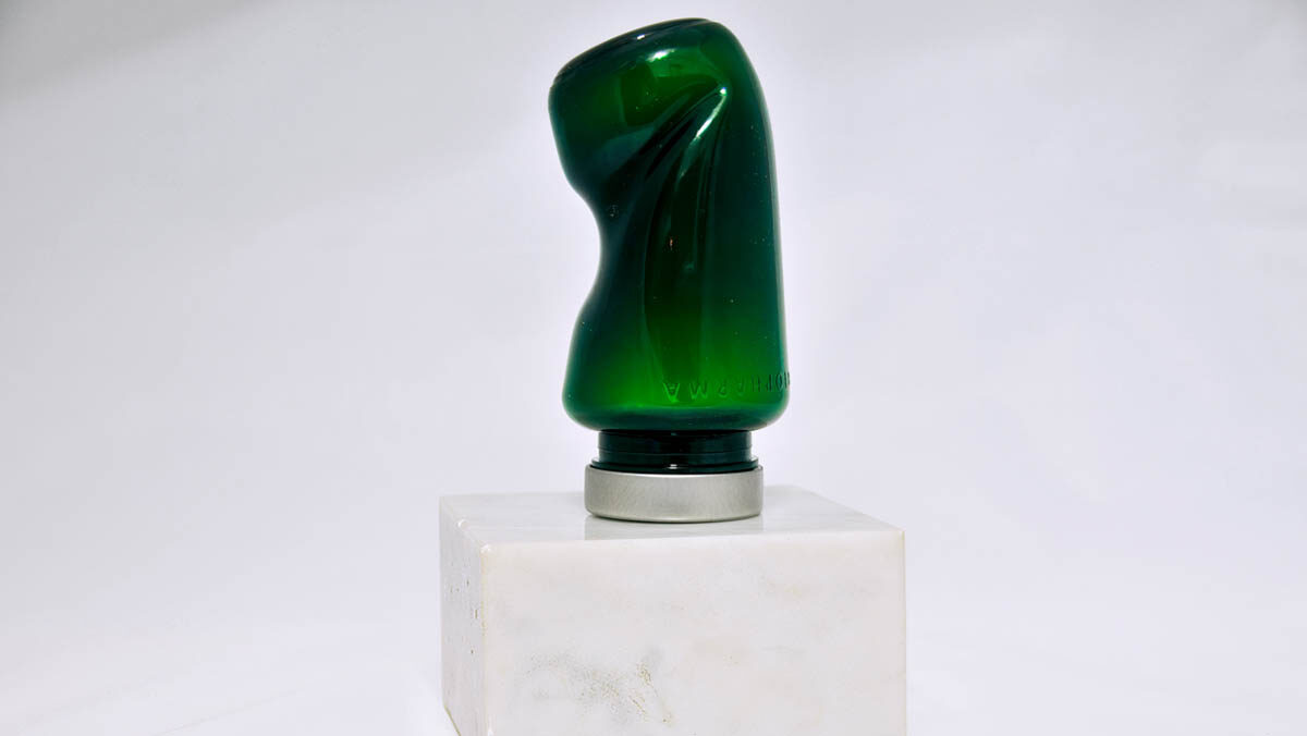 Stefano Cagol, Monuments to the flow (of matter), 2022 reclaimed polythene jars, hand shaped on fire, marble pedestals, variable dimensions