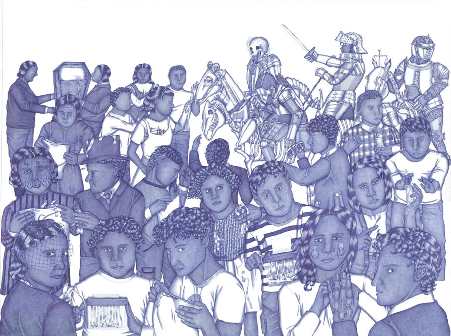 Assunta Abdel Azim Mohamed Paper coffins 2023 Kugelschreiber auf Papier 89 x 119 cm