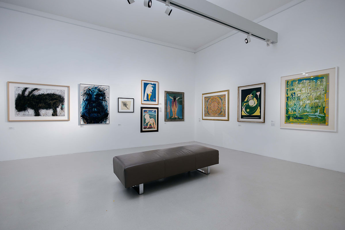 Ausstellungsansicht: Arnulf Rainer & Art Brut, Arnulf Rainer Museum. Foto: Cedrick Kollerics