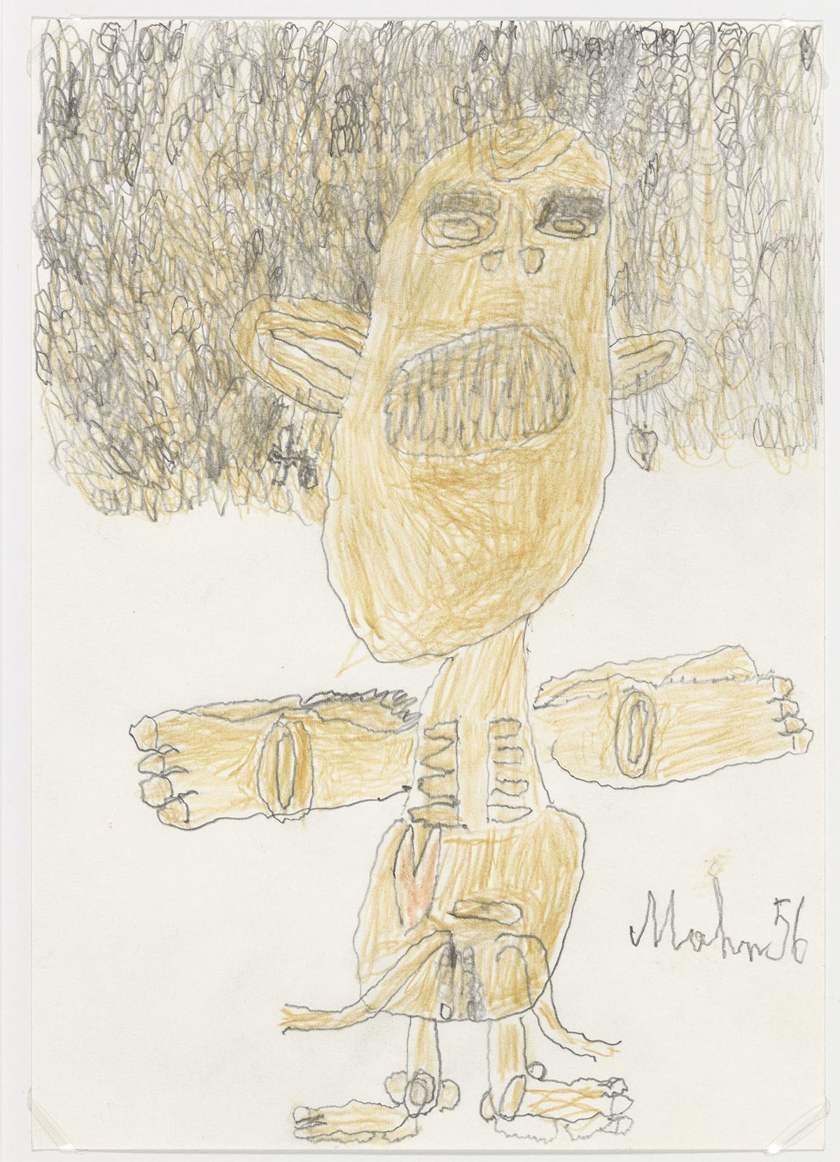 Philipp Schöpke, Mahn 56, 1977, Farbstift, Graphit auf Papier, 20,9 x 14,7 cm © Landessammlungen NÖ