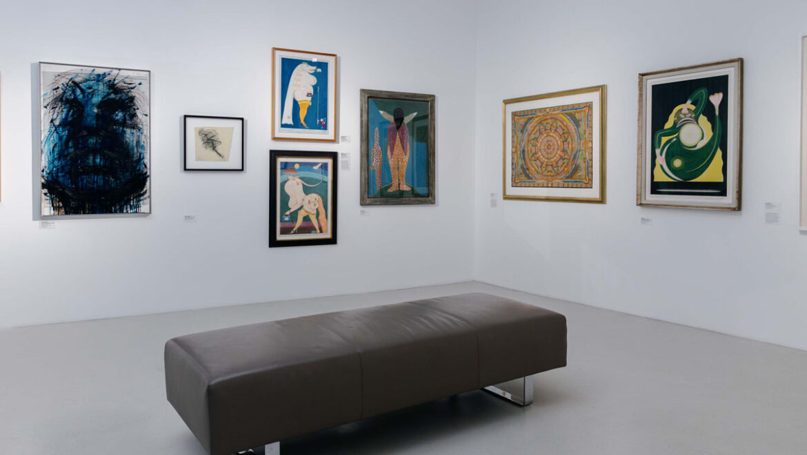 Ausstellung: Arnulf Rainer & Art Brut Ausstellungsansicht: Arnulf Rainer & Art Brut, Arnulf Rainer Museum. Foto: Cedrick Kollerics