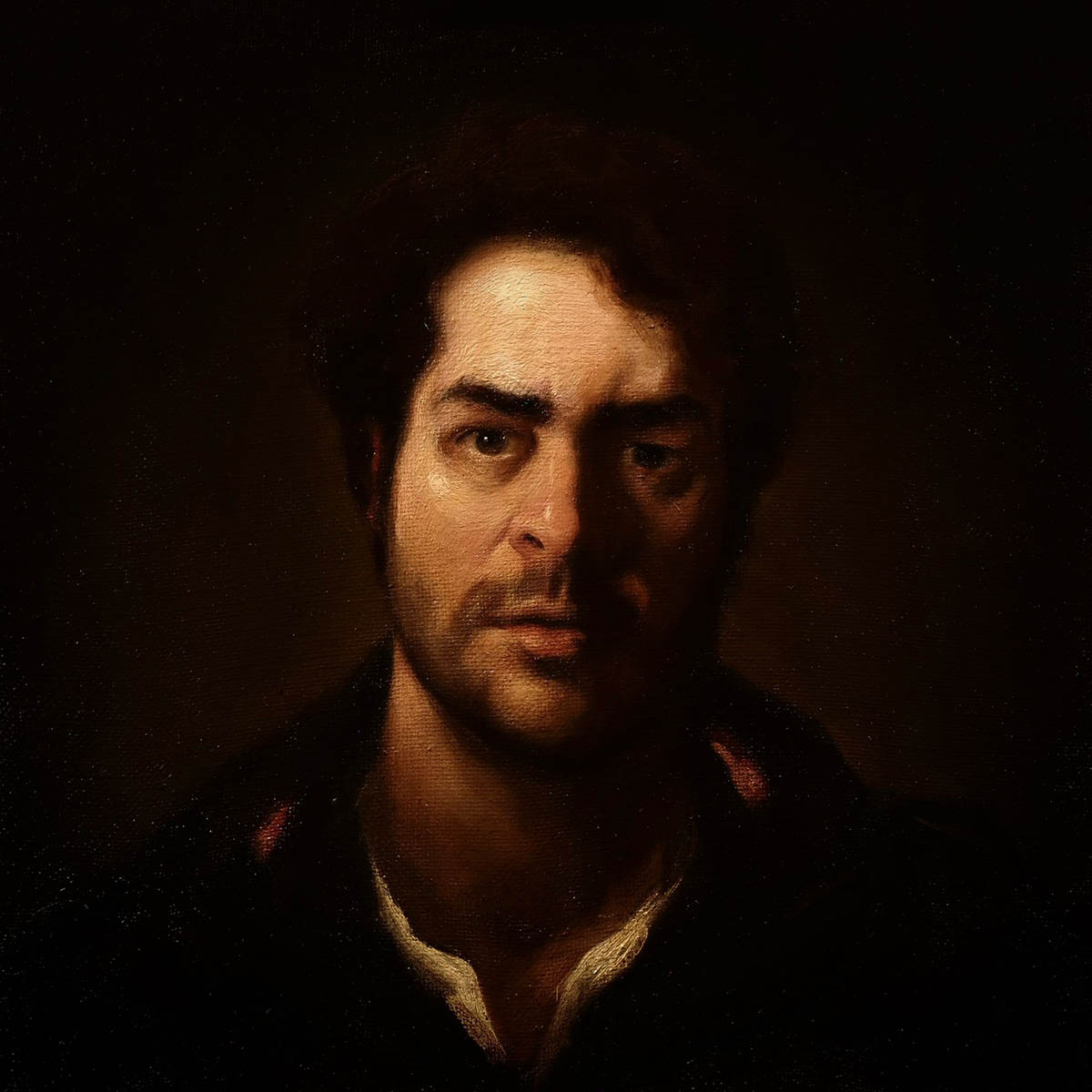 Borja Mielgo, Baroque Self-portrait, 2024, Oil on canvas, 50 x 50 cm