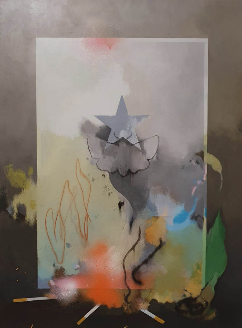 Giacomo Modolo, Memories of dead friendship, 2023, mixed technique on canvas, 60 x 80cm
