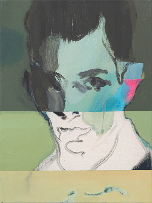 Giacomo Modolo, Young writer, 2023 ,acrylic on cotton grezzo, 40 x 30 cm