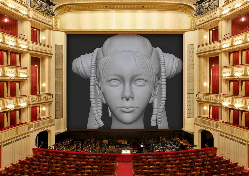 Cao Fei, The New Angel, 2022, Eiserner Vorhang, museum in progress, Wiener Staatsoper, 2022/2023, Großbild, Copyright: museum in progress