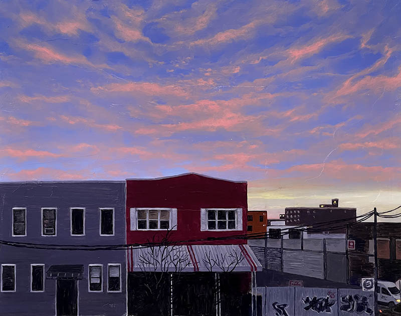 Brooklyn sunrise, 11x14, oil on wood panel, 2022