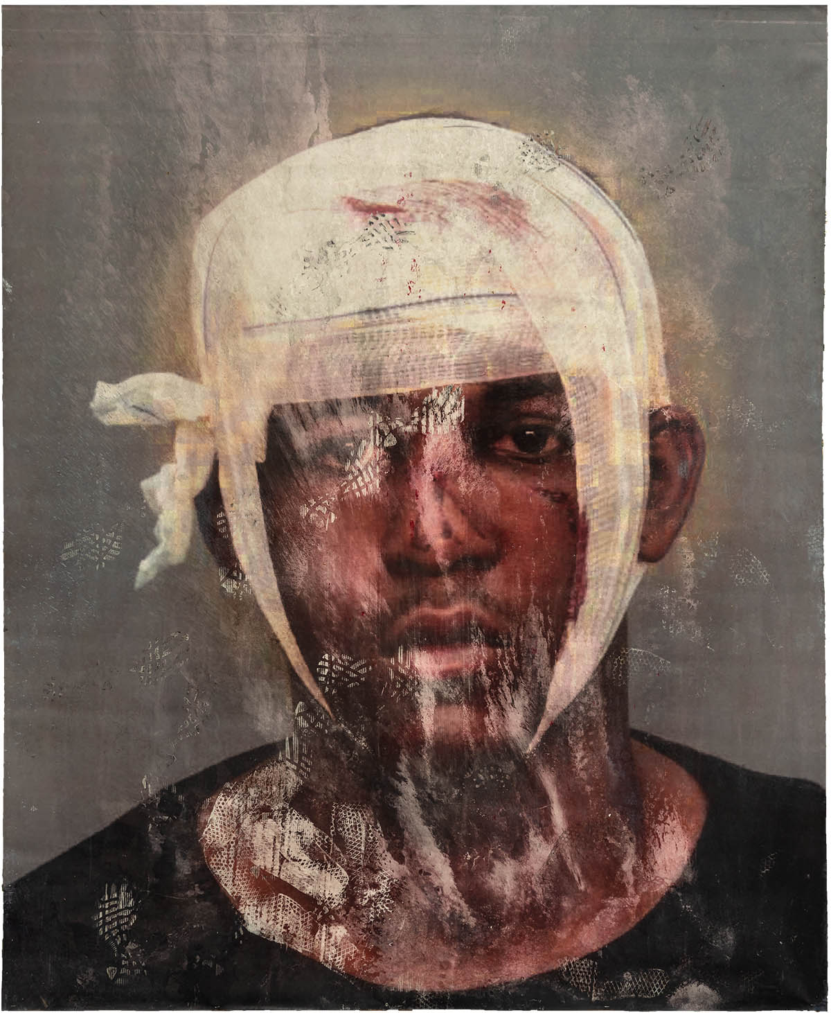 Daniel Spivakov, Yah Yah, 2021. oil, solvent on inkjet print on vinyl (unstretched) 250 x 200 cm