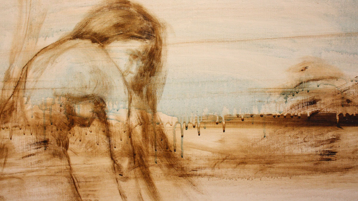 Elisa Filomena - Donna nel lago (Woman in the lake), 2023, acrylic on canvas, 148x134cm, detail