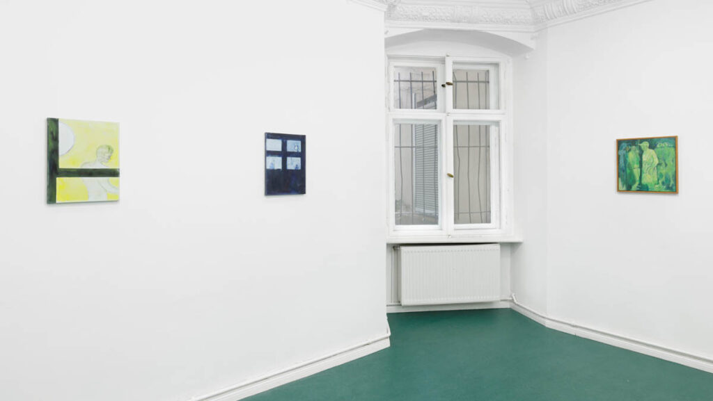 exhibition view. Eliza Wagener - Windowpecking at Noah Klink, Berlin. Photo: Hans Georg Gaul