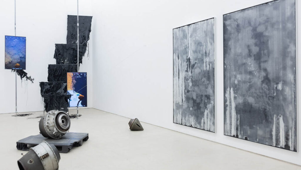 exhibition view. Casting Currents curated by Livia Klein, with Daniel Hölzl, Kaja Clara Joo, Mona Schulzek. M10, Berlin, 2025. Photo: Kaja Clara Joo