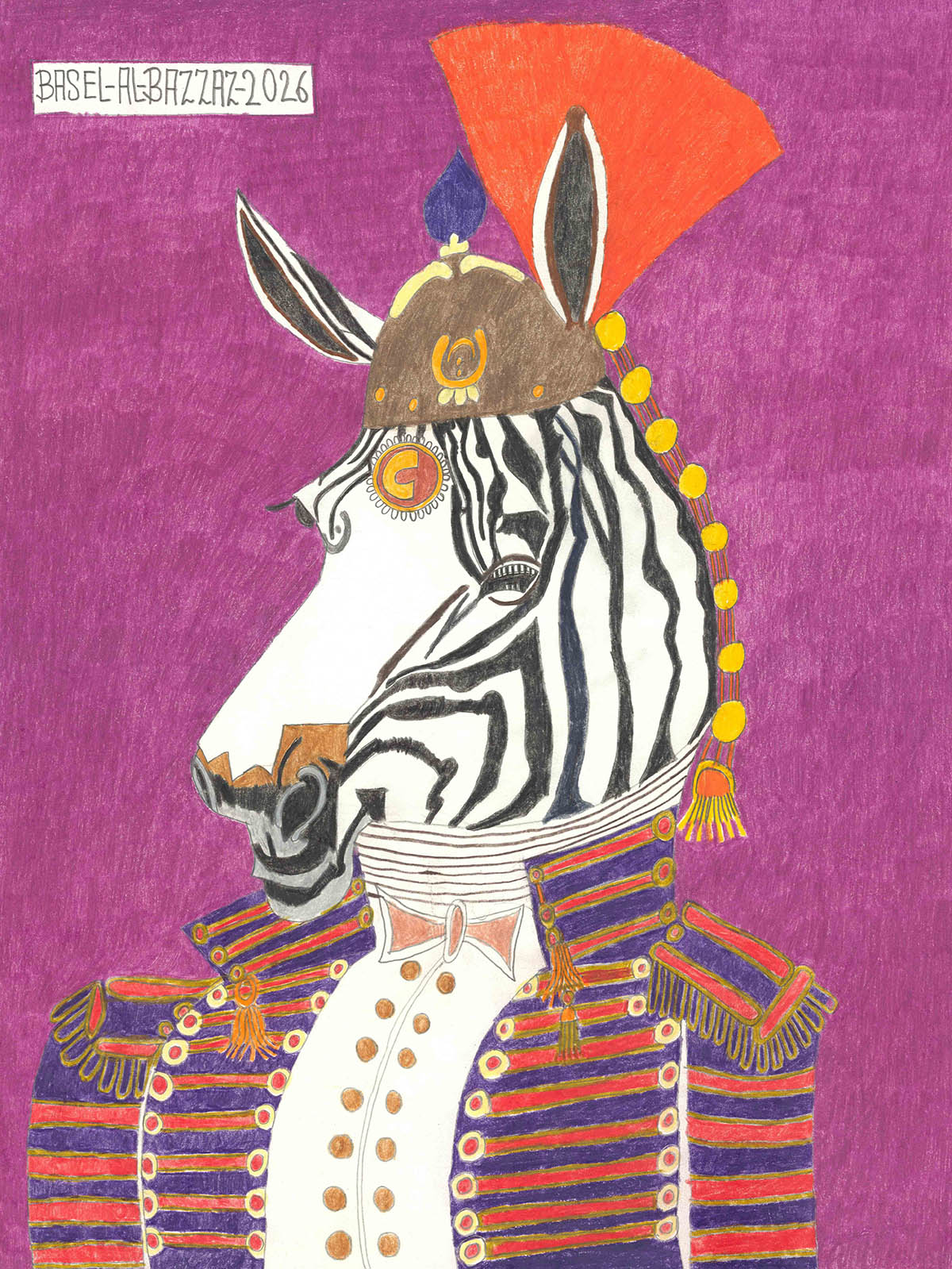 Basel AL-BAZZAZ ALB-2026-015 Zebra chic and beautiful 2026 pencil, coloured pencils 56x42cm