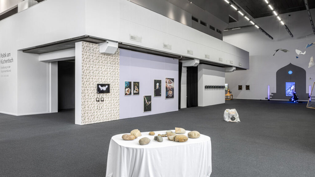Exhibition view: Politics at the Kitchen Table: Nutrition in Contemporary Art, curated by Julia Katharina, Thiemann, Wilhelm-Hack-Museum, 2026. Photo: Lys Y Seng