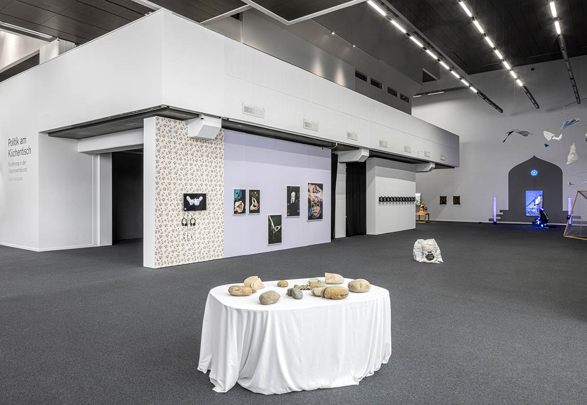 Exhibition view: Politics at the Kitchen Table: Nutrition in Contemporary Art, curated by Julia Katharina, Thiemann, Wilhelm-Hack-Museum, 2026. Photo: Lys Y Seng