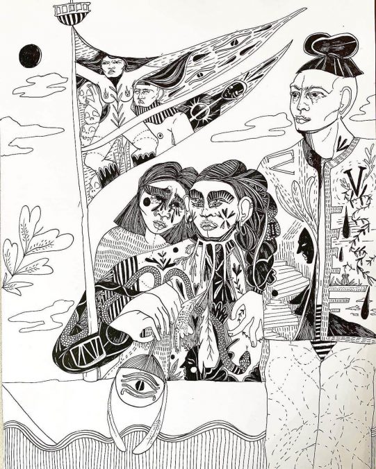La traversee, A4 drawing on paper 2021
