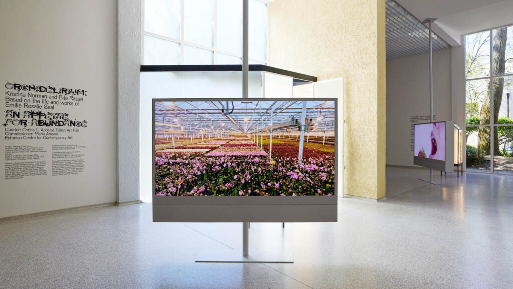 Kristina Norman, Bita Razavi, Orchidelirium. An Appetit for Abundance, installation view, Estonian Pavilion at La Biennale di Venezia 2022, photo: Luke Walker, CCA Estonia.