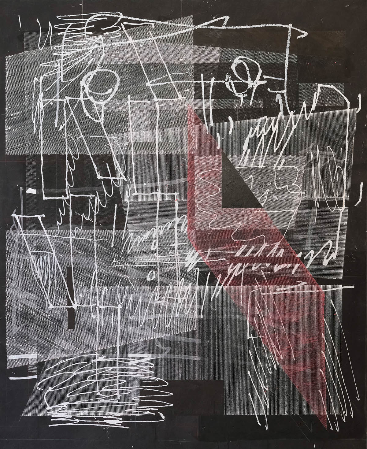 In order to meet you, 2021, Acrylic and ink on canvas, 250 x 160 cm