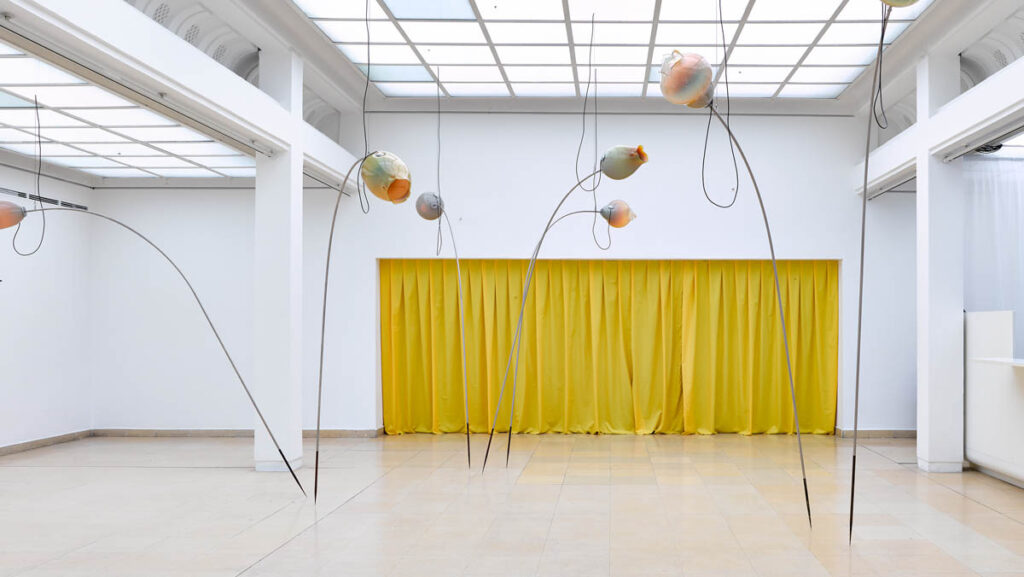 Ausstellungsansicht, Hevea Act 6: An Elastic Continuum, Bethan Hughes, Kunstpavillon 2024. Foto: WEST. Fotostudio