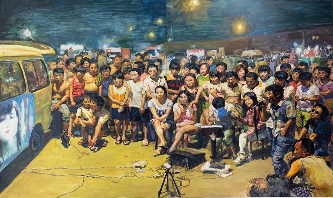 Huang Min 黄敏, Heiqiao Karaoke, 2014, (detail) Oil on canvas, 250 x 420cm, Courtesy BMCA Collection