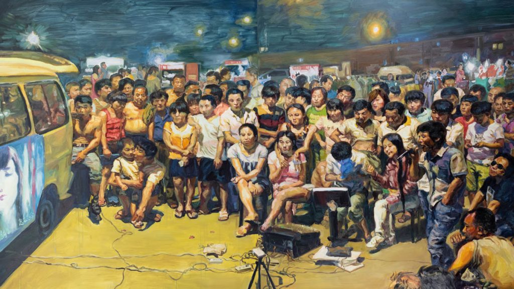 Huang Min 黄敏, Heiqiao Karaoke, 2014, (detail) Oil on canvas, 250 x 420cm, Courtesy BMCA Collection