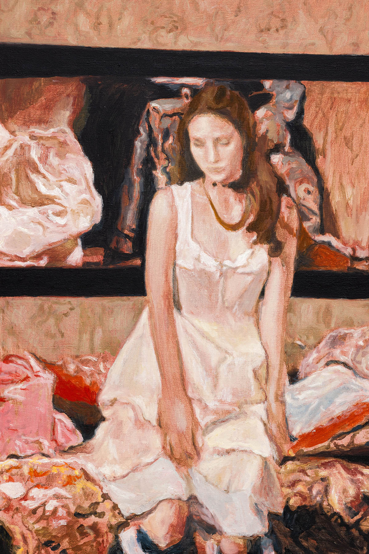 Adrian Paci According to Visconti (Death in Venice), detail 2026 Oil on canvas Courtesy the artist and kaufmann repetto Milan / New York