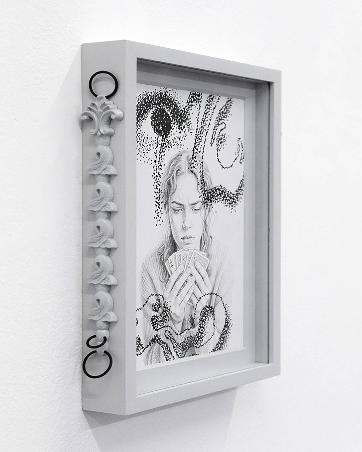 Plenitudo – Burraco on Fire, 2026. Ink and graphite on thermal paper, heat-activated print,wood, rubber. 26 x 31 x 4 cm. © Camilla Gurgone