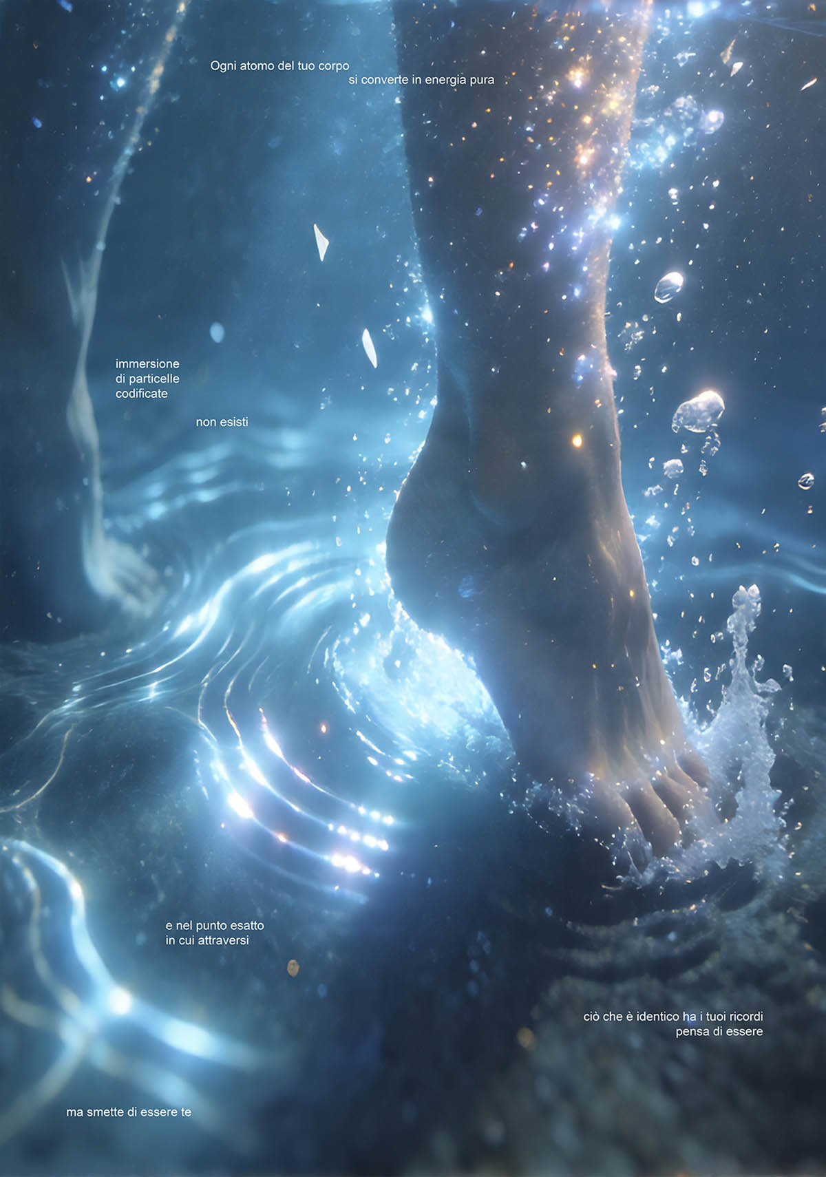 Oracle - energy/matter teleportation, 2026. Digital poster. © Camilla Gurgone