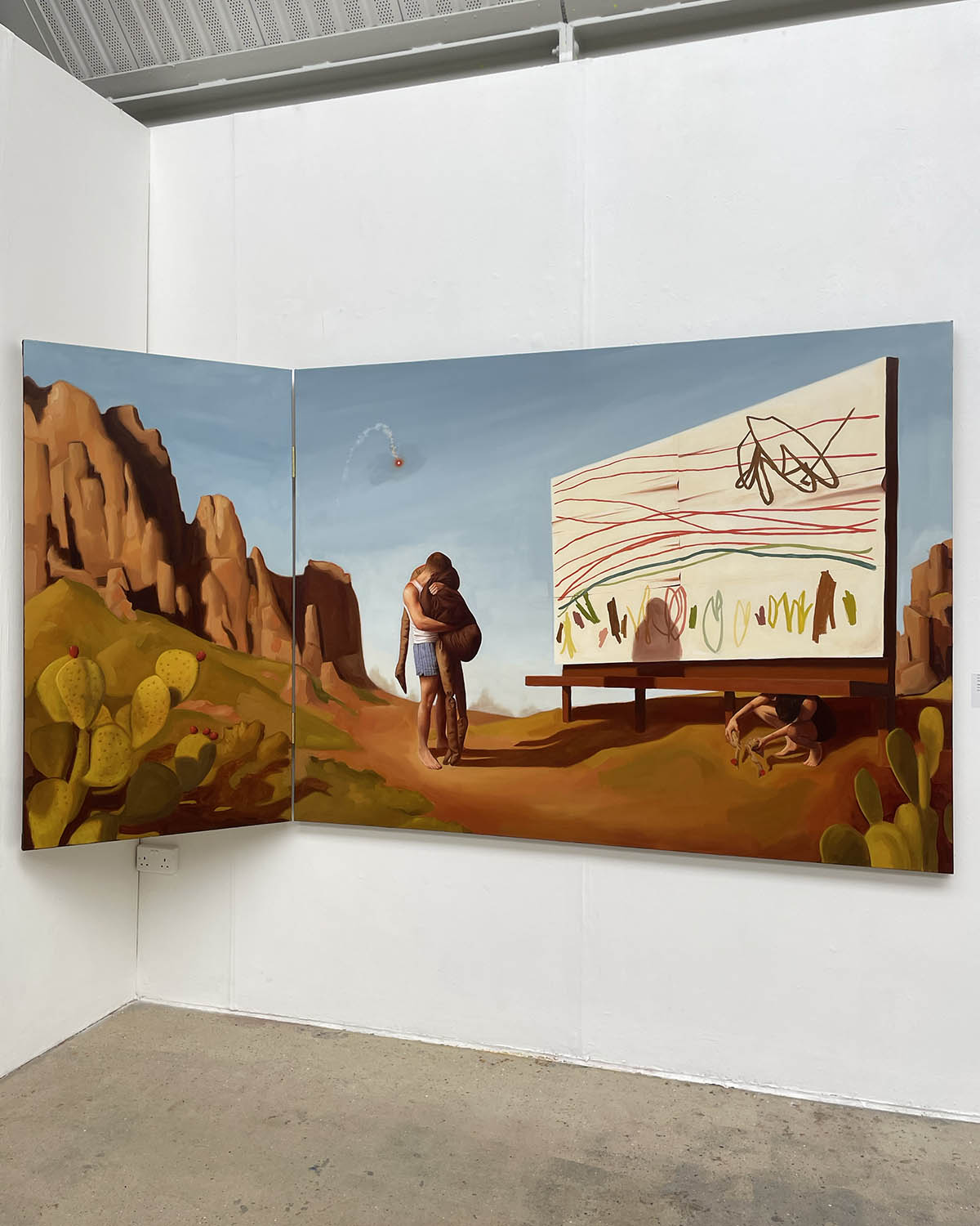 Gilbert, oil on canvas with steel hinges, 80 × 150 cm and 200 × 150 cm
