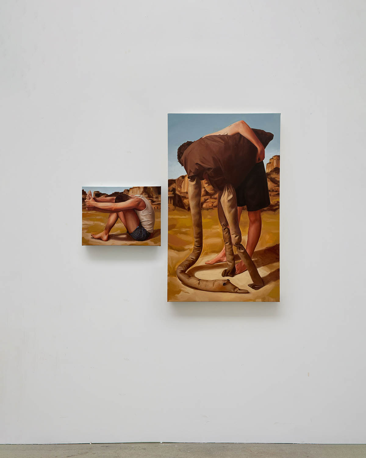 Holding Diptych, oil on canvas, 40 × 30 cm and 60 × 100 cm