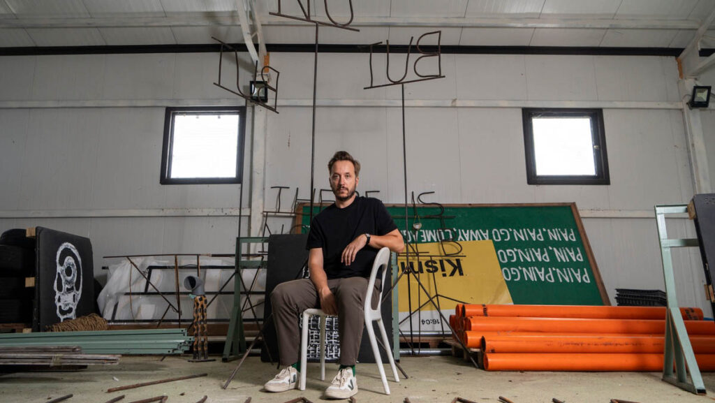 Artist Driton Selmani photographed in his studio. Ph: Ferdi Limani © Driton Selmani