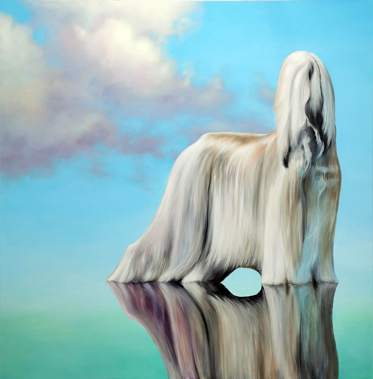 Gone with the Windhund, 2021, Öl auf Leinwand, 150x150cm
