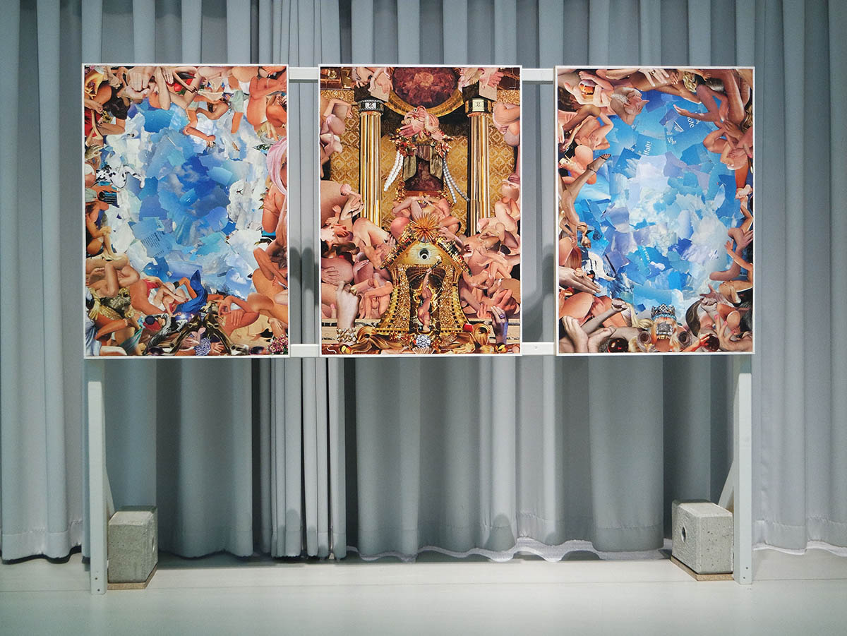 Altar Boys'n Girls, 2010, Collage auf Papier, Holz; 100x 210cm 