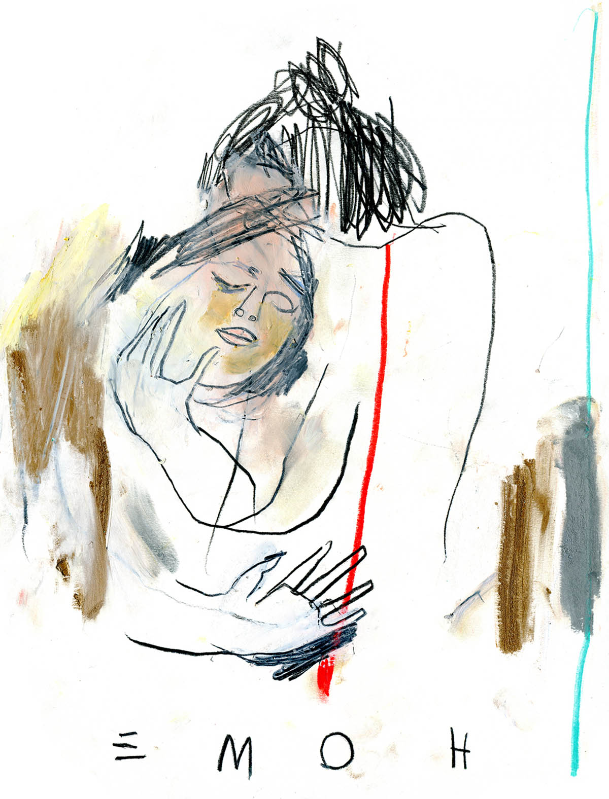 Käthe Schönle, home, Bleistift, Ölpastell auf Papier, 40 x 30 cm, 2022 © Käthe Schönle.