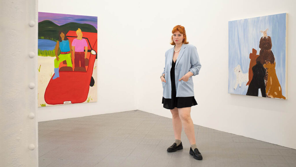 Josefine Schulz in der Ausstellung Main Character Moment in der Galerie Laetitia Gorsy, 2024, Foto: Alex Gehrke