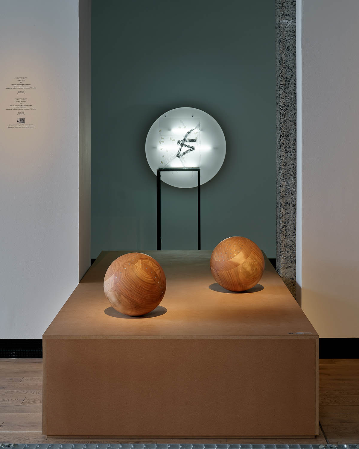 Exhibition view, Memory of Touch: Chapter I (The Kunsthalle Praha Collection in Dialogue), Valentýna Janů, Dinning Table, 2024 (front), photo Vojtěch Veškrna.