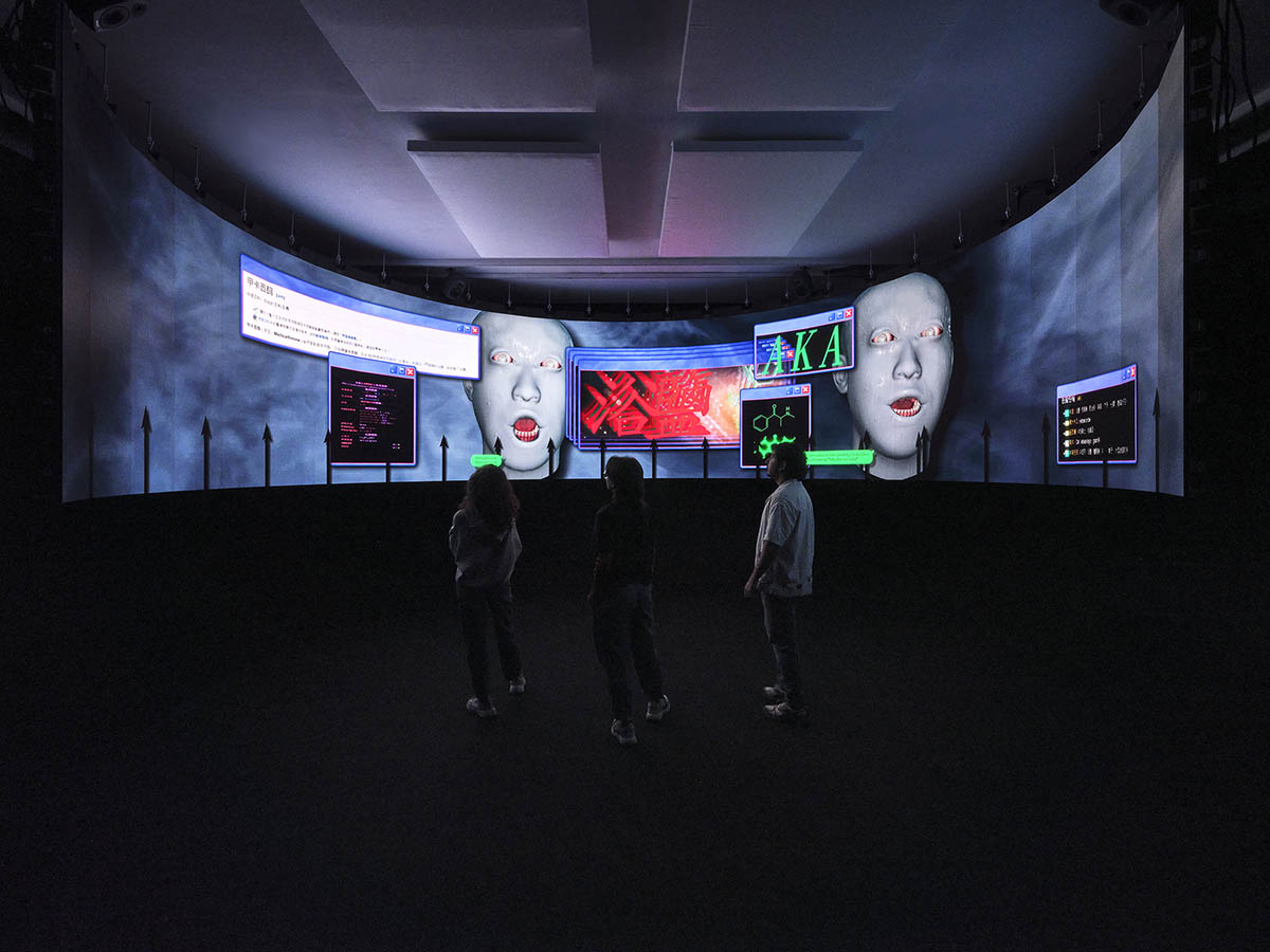 Li Yi-Fan 李亦凡, important_message.mp4, 2019-2020. Exhibition view of Last Warning at the IAC Villeurbanne, Rhône-Alpes. Photography and © Thomas Lannes.