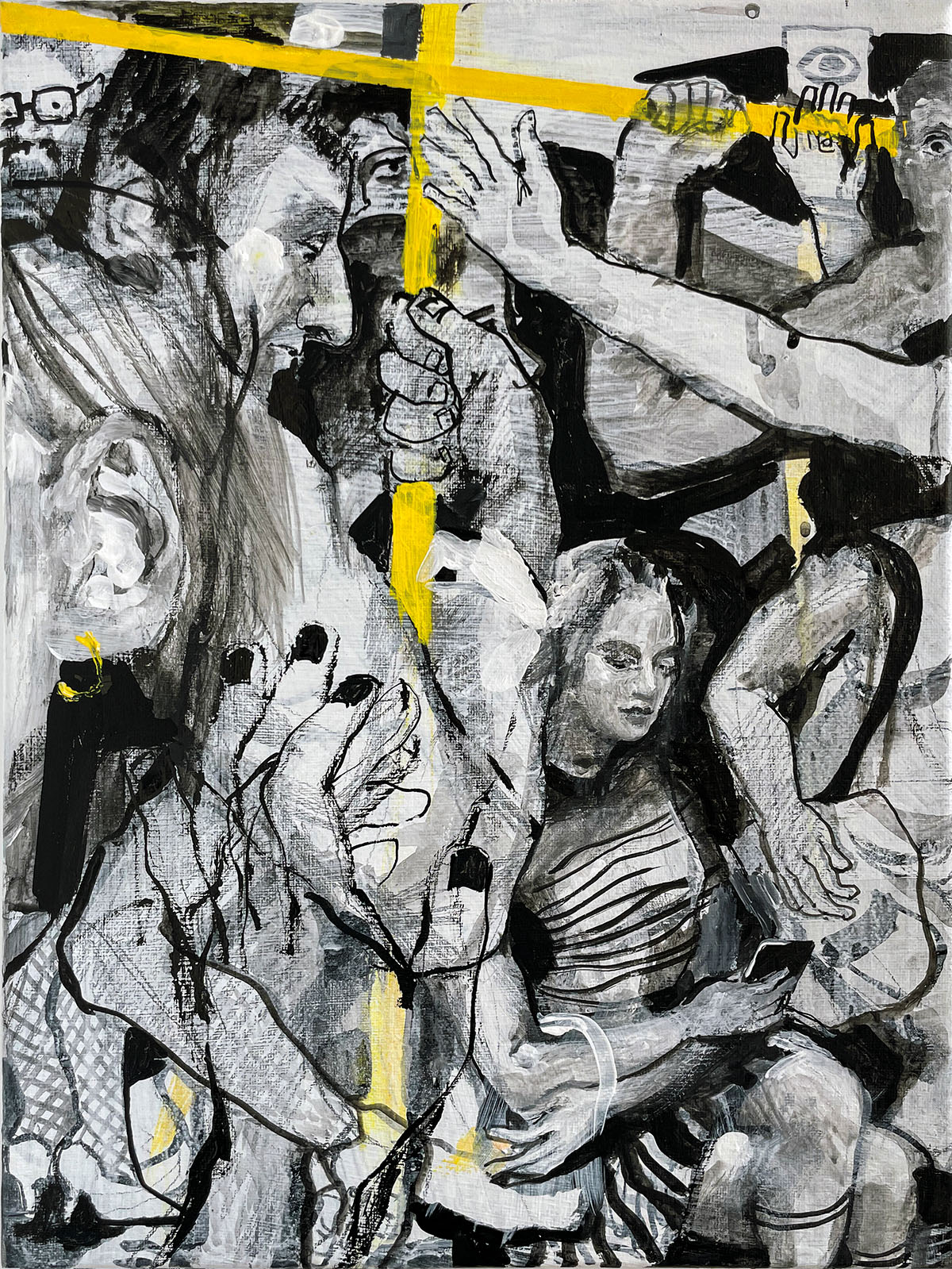 The Subway Train, 40x30 cm, mixed media on canvas, 2024