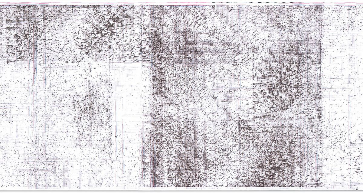 Über die Menge (Sissa-Maschine Druck #3), 2021, 21 × 626.5 cm, Inkjet-Druck auf Papier